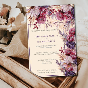 Invitation Belles fleurs élégantes roses et mauves