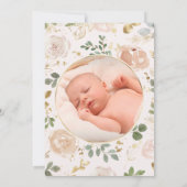 Invitation Belles fleurs neutres| Photo Retour Baptême (Dos)