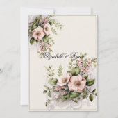 Invitation Belles fleurs roses verdure vignes (Devant)