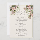 Invitation Belles fleurs roses verdure vignes (Dos)