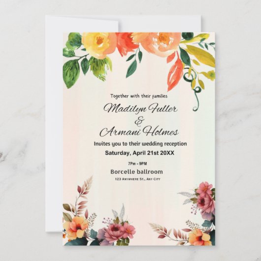 Invitation Belles Fleurs Sauvages Mariage (Devant)