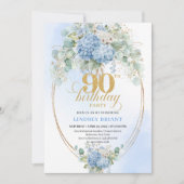Invitation Belles Hortensias Bleus Verdure 90e Anniversaire (Devant)