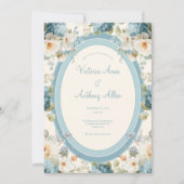 Invitation Belles Hydrangeas Bleues Crème Fleur de Mariage  (Devant)