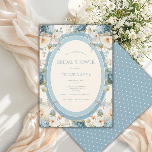 Invitation Belles Hydrangeas Bleues Floral Shower de Mariage