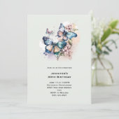 Invitation Belles papillons et fleurs Anniversaire (Debout devant)