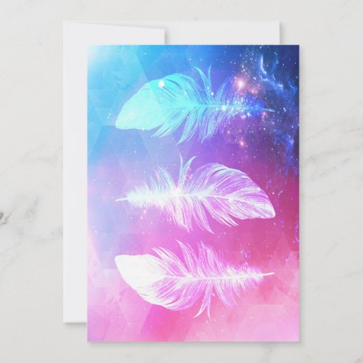 Invitation Belles plumes dans l'espace. (Dos)