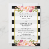 Invitation Belles rayures florales Classy Mariage officiel (Devant)