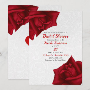 Invitation Belles Roses Rouges à Texture Blanche pour Baby Sh