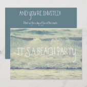 Invitation Belles vagues bleues roulantes de la plage (Devant / Derrière)