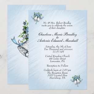 Invitation Bells Mariage bleu