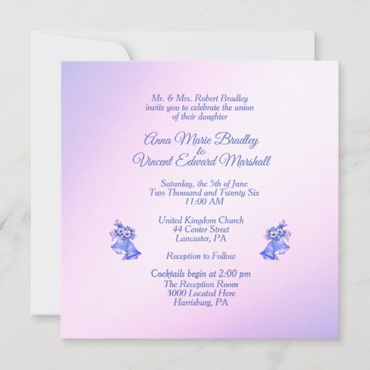 Invitation Bells Mariage violet (Devant)