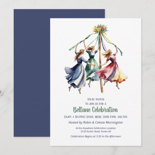 Invitation Beltane Maypole Dance Summer Sabbat Party (Devant / Derrière)