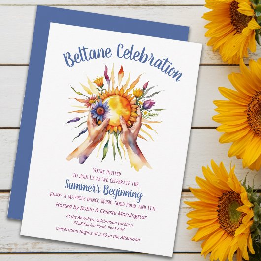 Invitation Beltane Summer Sun Floral Sabbat Party