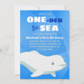 Invitation Béluga Baleine Blanc Océan Arctique Premier annive (Devant)