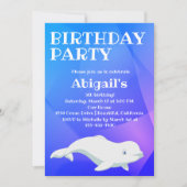 Invitation Béluga Baleine Bleu et rose océan Arctique Anniver (Devant)