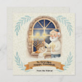 Invitation Bénédiction de Hanoucca - Grand-père et Enfant (Devant / Derrière)