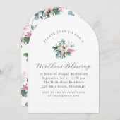 Invitation Bénédiction de mère chrétienne de style floral vin (Devant / Derrière)