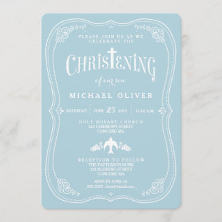 Invitation Bénédiction pour bébé garçon Christening Invitatio