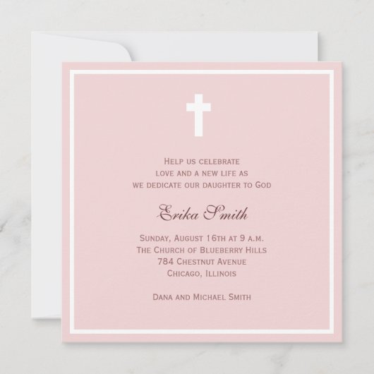 Invitation Bénédiction rose (Devant)