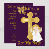 Invitation Bénédictions de baptême de mon ange - Personnalise (Devant / Derrière)