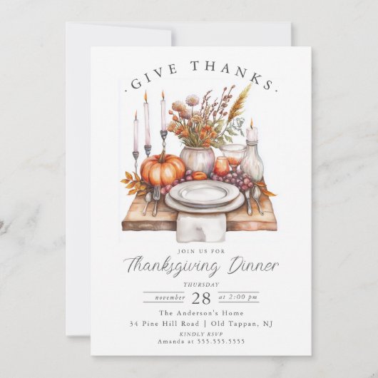 Invitation Bénédictions généreuses Dîner d'action de grâces (Devant)