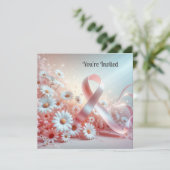 Invitation Bénéfice de collecte de fonds Ruban rose (Debout devant)