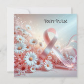 Invitation Bénéfice de collecte de fonds Ruban rose (Devant)