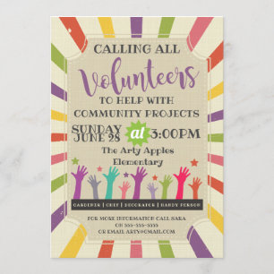 Invitation bénévoles requis, carnaval d'invitation vintage