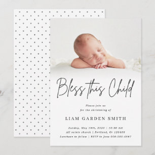 Invitation Béni cet enfant écrit à la main Christening Photo
