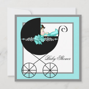 Invitation Berceau Bébé Bleu Turquoise Baby Shower