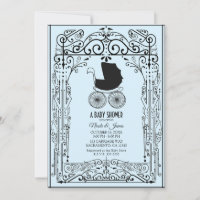 Berceau Bleu & Noir Vintage Deco Baby Shower