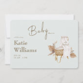Invitation Berceau de bébé de douche de bébé Light Sage Boho (Devant)