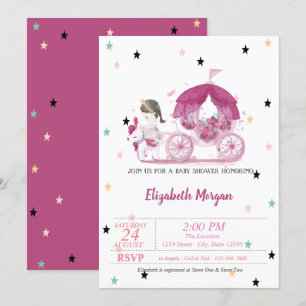 Invitation Berceau, Étoiles, Princesse Baby Shower