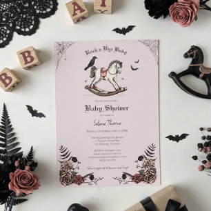 Invitation Berceau gothique rose Rock a Bye Baby Shower