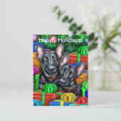 Invitation berger allemand NOIR Cadeaux ouverts Noël (Debout devant)