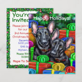 Invitation berger allemand NOIR Cadeaux ouverts Noël (Devant / Derrière)