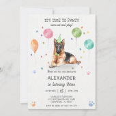 Invitation Berger allemand Pawty Chiot Anniversaire rose (Devant)