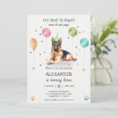 Invitation Berger allemand Pawty Chiot Anniversaire rose (Debout devant)