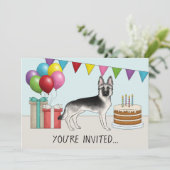 Invitation Berger Allemand Silver Sable Anniversaire Coloré (Debout devant)