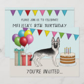 Invitation Berger Allemand Silver Sable Anniversaire Coloré (Devant / Derrière)