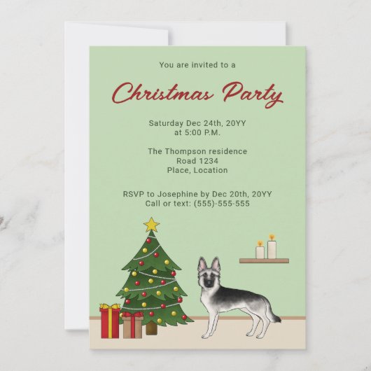 Invitation Berger Allemand Silver Sable Noël Festif (Devant)