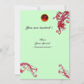 Invitation BÉRIES MAGIQUES 3, GÂTE rouge MONOGRAMME (Dos)