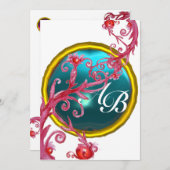 Invitation BÉRIES MAGIQUES 4, MONOGRAM blanc bleu violet roug (Devant / Derrière)