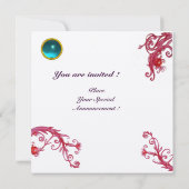 Invitation BÉRIES MAGIQUES 4,MONOGRAM bleu aquamarine or (Dos)