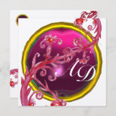 Invitation BÉRIES MAGIQUES 4,MONOGRAM bleu aquamarine or (Devant / Derrière)