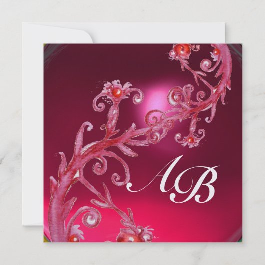Invitation BÉRIES MAGIQUES 4,MONOGRAM glace rubis rouge (Devant)