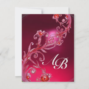 Invitation BÉRIES MAGIQUES 4,MONOGRAM glace rubis rouge