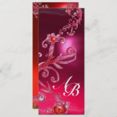 Invitation BÉRIES MAGIQUES 4,MONOGRAM glace rubis rouge (Devant / Derrière)