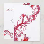 Invitation BÉRIES MAGIQUES, argent métallique blanc rouge (Devant / Derrière)