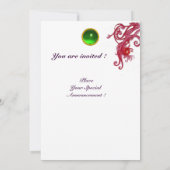 Invitation BÉRIES MAGIQUES, MONOGRAM blanc vert rouge violet (Dos)